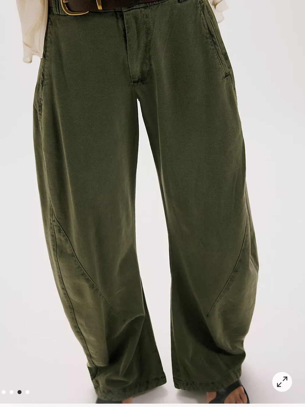 Free People Spotlight Washed Barrel Chino Trousers 0 Dusty Olive NWT Wide Pant - Picture 4 of 14